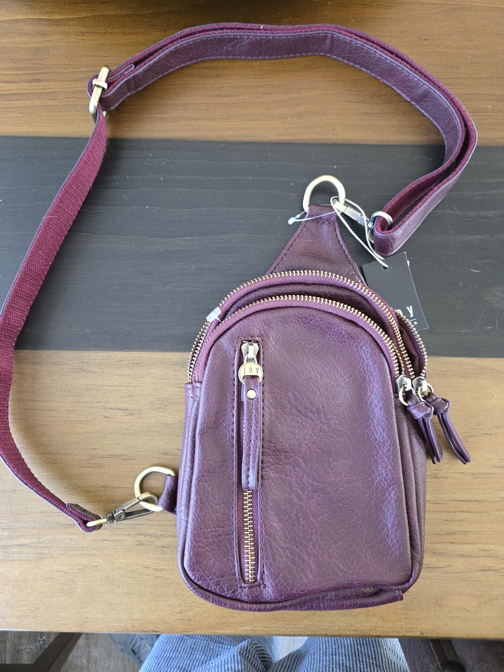 NWT Joy Susan Skyler Sling Bag Crossbody Strap Wine Color